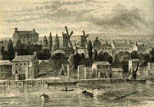 लेम्बेथ में पुरानी विंडमिल्स, लगभग 1750, c1878। द्वारा अज्ञात