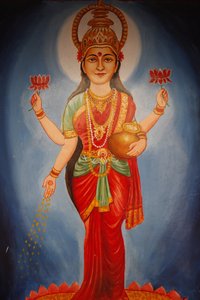देवी लक्ष्मी को दर्शाती पेंटिंग, हरिद्वार, भारत द्वारा अज्ञात