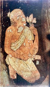 5 वीं -6 वीं शताब्दी, भारत के अजंता गुफा मंदिरों से एक बौद्ध भिक्षु की पेंटिंग द्वारा अज्ञात