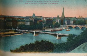 दूरी में एफिल टॉवर के साथ सीन नदी का पैनोरमा, पेरिस, c1920 द्वारा अज्ञात