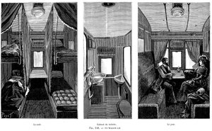 एक फ्रांसीसी रेलवे वैगन-लिट स्लीपिंग कार का हिस्सा, 1890 द्वारा अज्ञात
