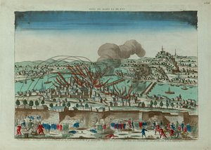 अक्टूबर 1793 में ल्यों शहर की घेराबंदी और बमबारी का परिप्रेक्ष्य दृश्य, c. 1793 द्वारा अज्ञात