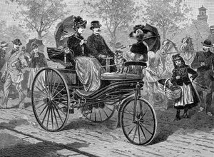 बेंज एंड कंपनी द्वारा पेट्रोल चालित कार, 16 किमी प्रति घंटा, c1890s में सक्षम है द्वारा अज्ञात