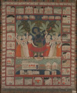 1825-1850 तक श्री नाथजी की पूजा के साथ पिचवी की दीवार। द्वारा अज्ञात