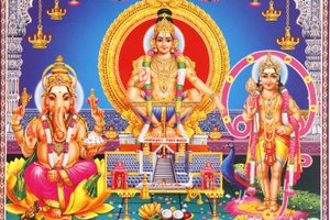 Picture of Hindu gods Ganesh, Ayappa & Subramania India द्वारा अज्ञात
