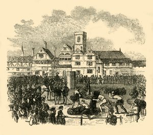 ओल्ड स्मिथफील्ड में निष्पादन का स्थान, c1872। द्वारा अज्ञात