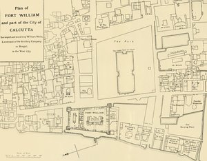 फोर्ट विलियम की योजना और कलकत्ता शहर का हिस्सा, 1925। द्वारा अज्ञात