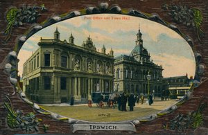 पोस्ट ऑफिस और टाउन हॉल, इप्सविच, सफोक, c1905 द्वारा अज्ञात