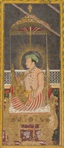 एक चंदवा रेक्टो के तहत सम्राट जहांगीर का मरणोपरांत चित्र, सुलेख छंद, सी। 1650। द्वारा अज्ञात