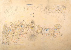 मान सिंह और उनके हरेम के चित्रण के लिए प्रारंभिक अध्ययन, 1810-15। द्वारा अज्ञात