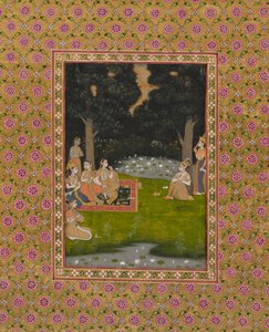 देवियों द्वारा दौरा किए गए जंगल में राजसी तपस्वी, सी। 1760। द्वारा अज्ञात