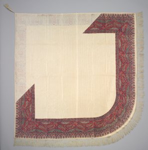 मुद्रित रेशम टर्नओवर शाल, 1835-1840। द्वारा अज्ञात