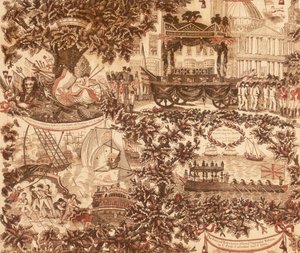 1806 में लॉर्ड विस्काउंट नेल्सन के अंतिम संस्कार जुलूस को दर्शाने वाला मुद्रित लिनन पैनल द्वारा अज्ञात