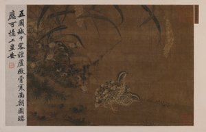 बटेर और बाजरा, मिंग राजवंश, 1368-1644। द्वारा अज्ञात