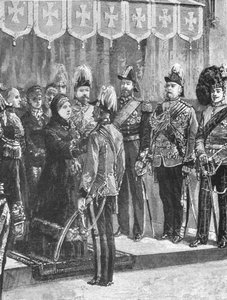क्वीन विक्टोरिया सजाते अधिकारी ... विंडसर में, 8 दिसंबर, 1879, 1901। द्वारा अज्ञात