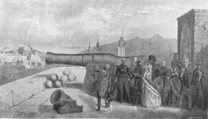 क्वीन विक्टोरियास पहली बार स्कॉटलैंड, 1842: एडिनबर्ग कैसल, 1901 में मॉन्स मेग का निरीक्षण किया। द्वारा अज्ञात