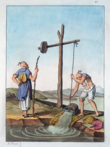 चीन, 1825-1835, एक shaduf के माध्यम से पानी उठाना द्वारा अज्ञात