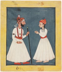 एक युवा, 1760-70 के साथ राजा शमशेर सेन। द्वारा अज्ञात