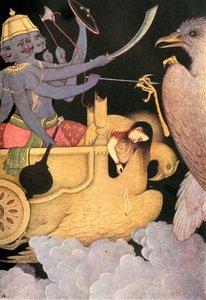 जटायु के साथ रावण का युद्ध, 1920। द्वारा अज्ञात