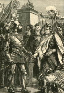 मोंटेज़ुमा द्वारा कोरेट्स का रिसेप्शन, 1519, 1890। द्वारा अज्ञात