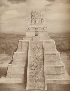 तिकाल में एक शानदार माया मंदिर पिरामिड का पुनर्निर्माण मॉडल, c1935 द्वारा अज्ञात
