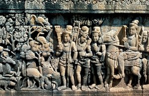 एक सूत्र, बारबुदुर, जावा, c750-850 से दृश्य दिखाने वाली राहत द्वारा अज्ञात