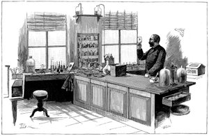 रॉबर्ट कोच 1843-1910, जर्मन जीवाणुविज्ञानी और चिकित्सक अपनी प्रयोगशाला में द्वारा अज्ञात