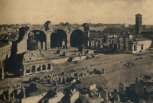 रोमा - रोमन फोरम - बेसिलिका ऑफ मैक्सेंटियस और चर्च ऑफ एस। फ्रांसेस्का रोमाना, 1910 द्वारा अज्ञात