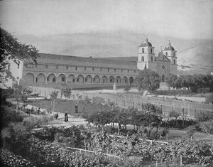 सांता बारबरा मिशन, कैलिफोर्निया, c1897। द्वारा अज्ञात