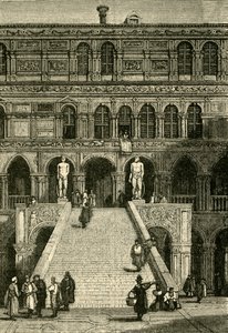 1890 के डॉग्स पैलेस, वेनिस में स्काला देई गिगांती। द्वारा अज्ञात