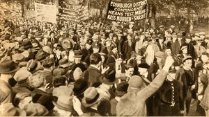 स्कॉटिश मार्चर्स, मीन्स टेस्ट विरोध प्रदर्शन, हाइड पार्क, लंदन, 1932, 1933। द्वारा अज्ञात