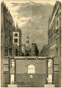 सबवे को दिखाते हुए होलबोर्न वियाडक्ट की धारा, c1876। द्वारा अज्ञात