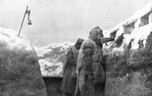 नो-मैन्स-लैंड, पास-डी-कैलास, फ्रांस, सर्दियों, 1915 से अधिक एक खाई में संतरी द्वारा अज्ञात