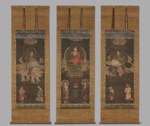 शाक्यमुनि त्रय: बुद्ध ने मंजुश्री और सामंतभद्र द्वारा भाग लिया, 1300 के अंत में। द्वारा अज्ञात