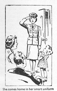 वह अपनी स्मार्ट वर्दी, 1940 में घर आती है द्वारा अज्ञात