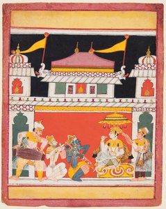 श्री राग, एक रागमाला श्रृंखला से, तीन संगीतकार एक रईस से पहले प्रदर्शन करते हैं, सी। 1650। द्वारा अज्ञात