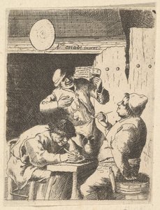 दो धूम्रपान करने वालों के बीच खड़े गायक, 1610-85। द्वारा अज्ञात