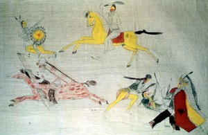 युद्ध में सीयुक्स योद्धा, c1890 द्वारा अज्ञात