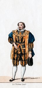 सर थॉमस लोवेल, शेक्सपियर के नाटक के लिए पोशाक डिजाइन, हेनरी VIII, 19 वीं शताब्दी द्वारा अज्ञात