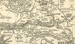 1914, c1920 के ऊपर एइसन की घाटी का स्केच मैप। द्वारा अज्ञात
