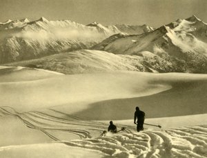 ऑस्ट्रिया के गॉलोस पठार पर स्कीइंग, c1935। द्वारा अज्ञात