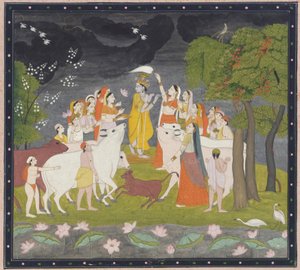 बांसुरी के साथ श्री कृष्ण, लगभग. 1790-1800. द्वारा अज्ञात