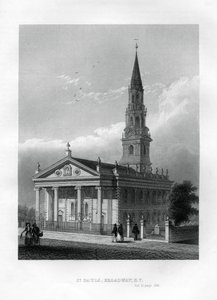सेंट पॉल चैपल, ब्रॉडवे, न्यूयॉर्क, 1855 द्वारा अज्ञात