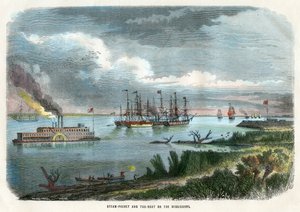 मिसीसिपी, यूएसए, c1875 पर स्टीम-पैकेट और टग-बोट द्वारा अज्ञात