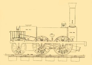 स्टीफंसन 1833 लोकोमोटिव, 1887। द्वारा अज्ञात