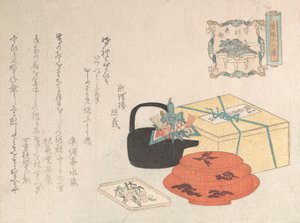 स्थिर जीवन, योगोयोमी का डिज़ाइन, सचित्र कैलेंडर, 1816। द्वारा अज्ञात