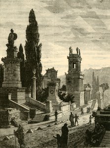 एथेंस में कब्रों की सड़क, बहाल, 1890। द्वारा अज्ञात