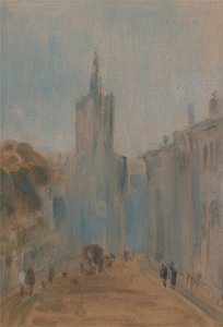 चर्च और आकृतियों वाली सड़क, 1822 से 1825 तक। द्वारा अज्ञात