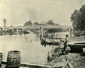 लैंगब्रिज के ऊपर झूला पुल, 1901। द्वारा अज्ञात