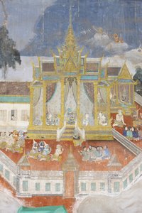 सिल्वर पैगोडा इस भित्ति चित्र में रीमकर के दृश्यों को दर्शाया गया है जो कि कंबोडियन या खमेर है, जो क्लासिक हिंदू कविता रामायण, नोम पेन्ह, कंबोडिया का संस्करण है। द्वारा अज्ञात